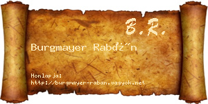 Burgmayer Rabán névjegykártya